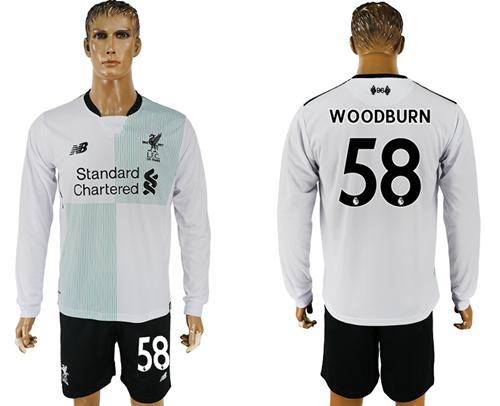 Liverpool #58 Woodburn Away Long Sleeves Soccer Club Jersey - Click Image to Close